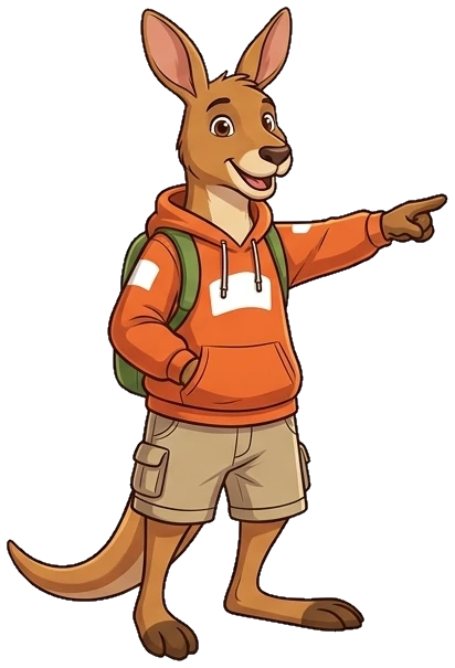 Kip the kangaroo pointing