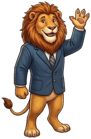 Leo the lion waving