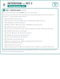 First page of B2 First Listening Part 4: Interview (Set 2), B2 exam practice