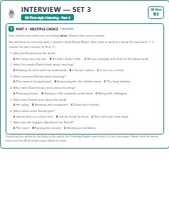 First page of B2 First Listening Part 4: Interview (Set 3), B2 exam practice