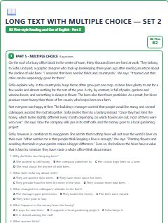 First page of B2 First Reading and Use of English Part 5: Long Text with Multiple Choice (Set 2), B2 exam practice