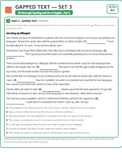 First page of B2 First Reading and Use of English Part 6: Gapped Text (Set 3), B2 exam practice