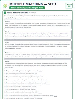 First page of B2 First Reading and Use of English Part 7: Multiple Matching (Set 1), B2 exam practice
