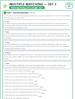 First page of B2 First Reading and Use of English Part 7: Multiple Matching (Set 3), B2 exam practice