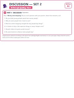 First page of B2 First Speaking Part 4: Discussion (Set 2), B2 exam practice