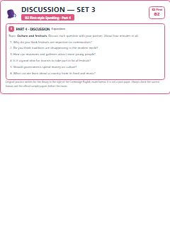 First page of B2 First Speaking Part 4: Discussion (Set 3), B2 exam practice