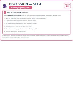 First page of B2 First Speaking Part 4: Discussion (Set 4), B2 exam practice