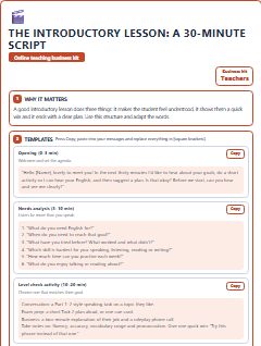 First page of The Introductory Lesson: a 30-Minute Script, teacher template