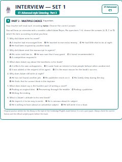 First page of C1 Advanced Listening Part 3: Interview (Set 1), C1 exam practice