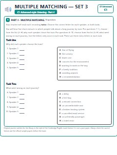 First page of C1 Advanced Listening Part 4: Multiple Matching (Set 3), C1 exam practice