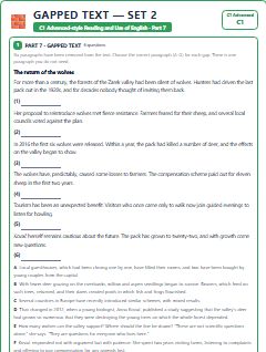 First page of C1 Advanced Reading and Use of English Part 7: Gapped Text (Set 2), C1 exam practice
