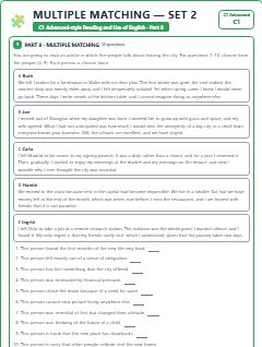 First page of C1 Advanced Reading and Use of English Part 8: Multiple Matching (Set 2), C1 exam practice