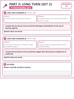 First page of C1 Advanced Speaking Part 2: Long Turn (Set 2), C1 exam practice