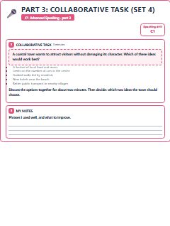 First page of C1 Advanced Speaking Part 3: Collaborative Task (Set 4), C1 exam practice