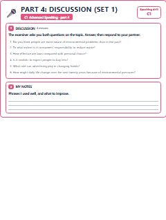 First page of C1 Advanced Speaking Part 4: Discussion (Set 1), C1 exam practice