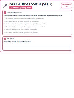 First page of C1 Advanced Speaking Part 4: Discussion (Set 2), C1 exam practice