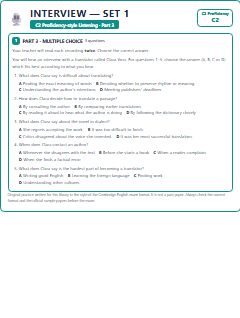 First page of C2 Proficiency Listening Part 3: Interview (Set 1), C2 exam practice