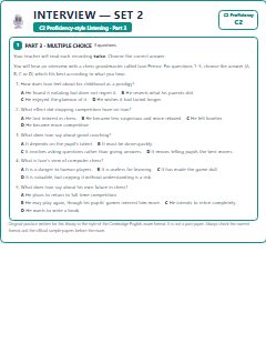 First page of C2 Proficiency Listening Part 3: Interview (Set 2), C2 exam practice