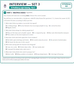 First page of C2 Proficiency Listening Part 3: Interview (Set 3), C2 exam practice
