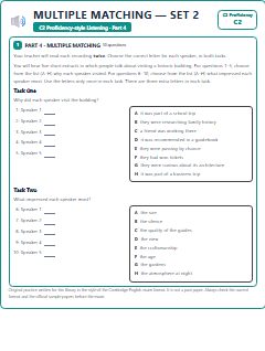 First page of C2 Proficiency Listening Part 4: Multiple Matching (Set 2), C2 exam practice