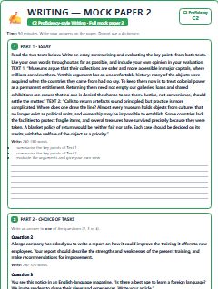 First page of C2 Proficiency Writing Mock Paper 2, C2 exam practice