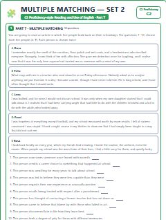 First page of C2 Proficiency Reading and Use of English Part 7: Multiple Matching (Set 2), C2 exam practice