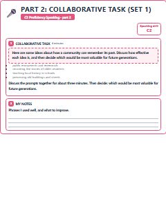 First page of C2 Proficiency Speaking Part 2: Collaborative Task (Set 1), C2 exam practice