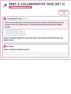 First page of C2 Proficiency Speaking Part 2: Collaborative Task (Set 3), C2 exam practice