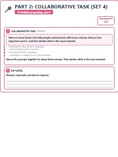First page of C2 Proficiency Speaking Part 2: Collaborative Task (Set 4), C2 exam practice