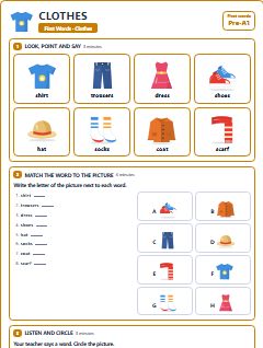 First page of First Words: Clothes, Pre-A1 worksheet