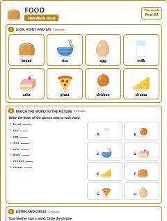 First page of First Words: Food, Pre-A1 worksheet