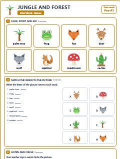 First page of First Words: Jungle and Forest, Pre-A1 worksheet