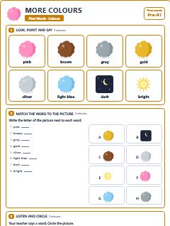 First page of First Words: More Colours, Pre-A1 worksheet