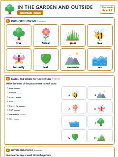 First page of First Words: In the Garden and Outside, Pre-A1 worksheet