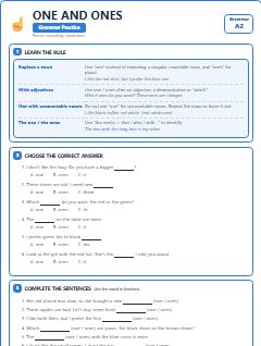 First page of One and Ones, A2 grammar pack