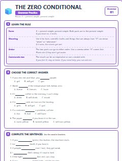 First page of The Zero Conditional, B1 grammar pack
