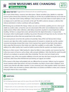 First page of How Museums Are Changing, B2 exam practice