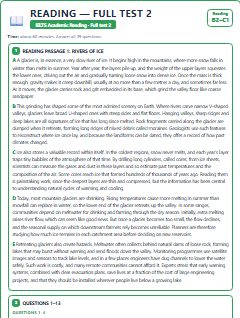 First page of IELTS Reading Full Test 2, B2 exam practice