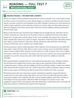 First page of IELTS Reading Full Test 7, B2 exam practice