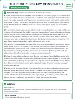 First page of The Public Library Reinvented, B2 exam practice