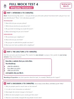 First page of Speaking Mock Test 5: Technology, Neighbours and A Website You Visit Often, B2 exam practice
