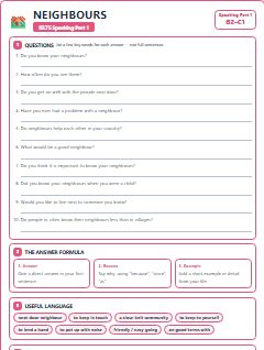 First page of Part 1: Neighbours, B2 exam practice