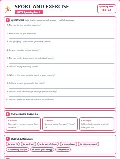 First page of Part 1: Sport and Exercise, B2 exam practice