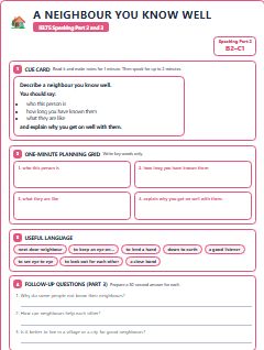 First page of Part 2: A Neighbour You Know Well, B2 exam practice