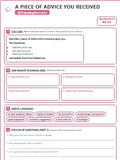 First page of Part 2: A Piece of Advice You Received, B2 exam practice
