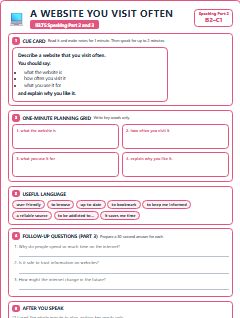 First page of Part 2: A Website You Visit Often, B2 exam practice
