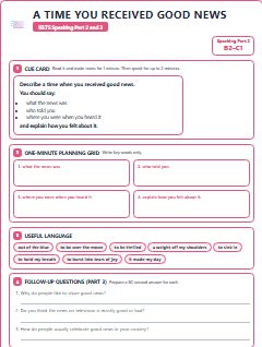 First page of Part 2: A Time You Received Good News, B2 exam practice