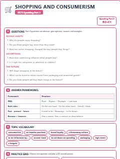 First page of Part 3: Shopping and Consumerism, C1 exam practice