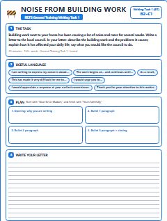 First page of Formal Letter: Noise from Building Work, B2 exam practice