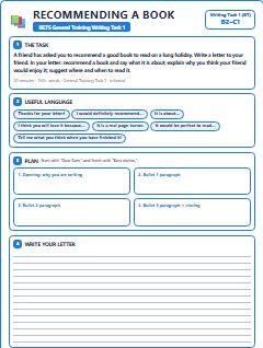 First page of Informal Letter: Recommending a Book, B2 exam practice